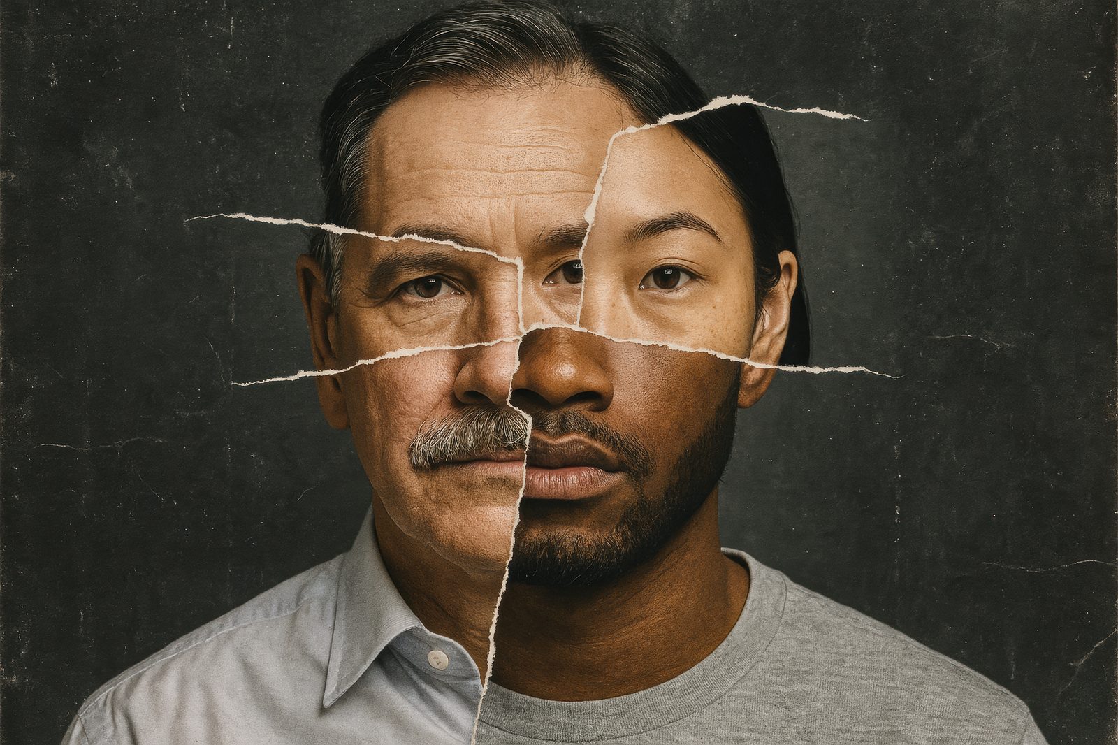 Retrato de un rostro dividido entre dos identidades distintas